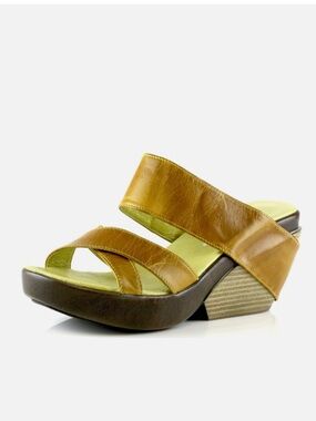 Antelope Women’s Open-Toe Wedge Sandals in Mustard Yellow